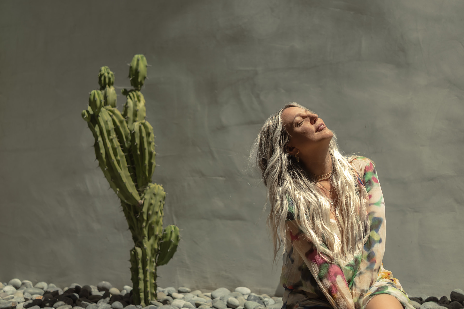 Marine resting in the sunlight near cactus